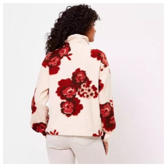 Loft Floral Sherpa Half Zip Sweatshirt M & L - Picture 3 of 12